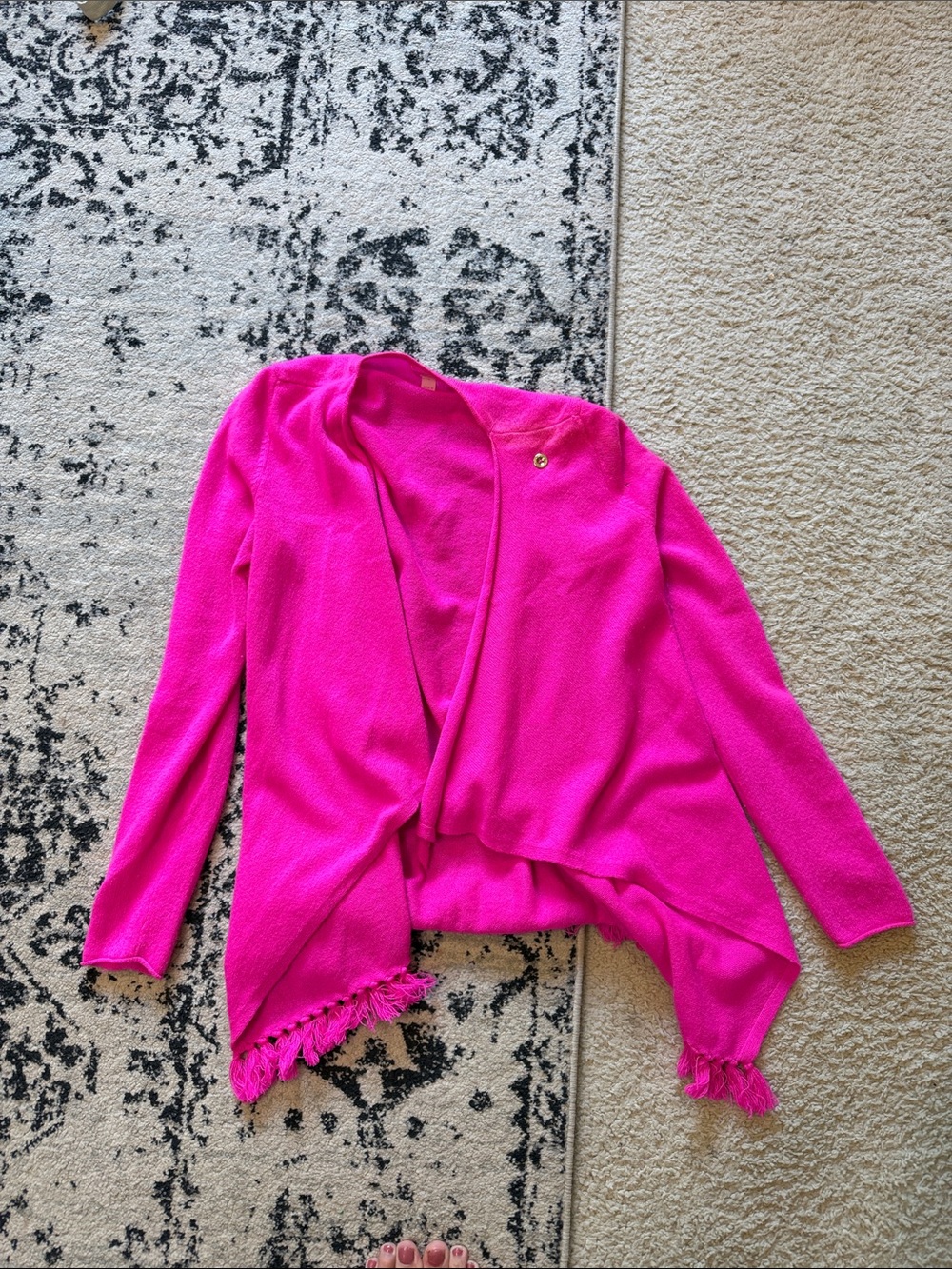 Lilly Pulitzer Alina Cashmere Fringe Trim Cardigan